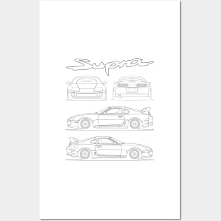 Toyota Supra MK IV blueprint stance Posters and Art